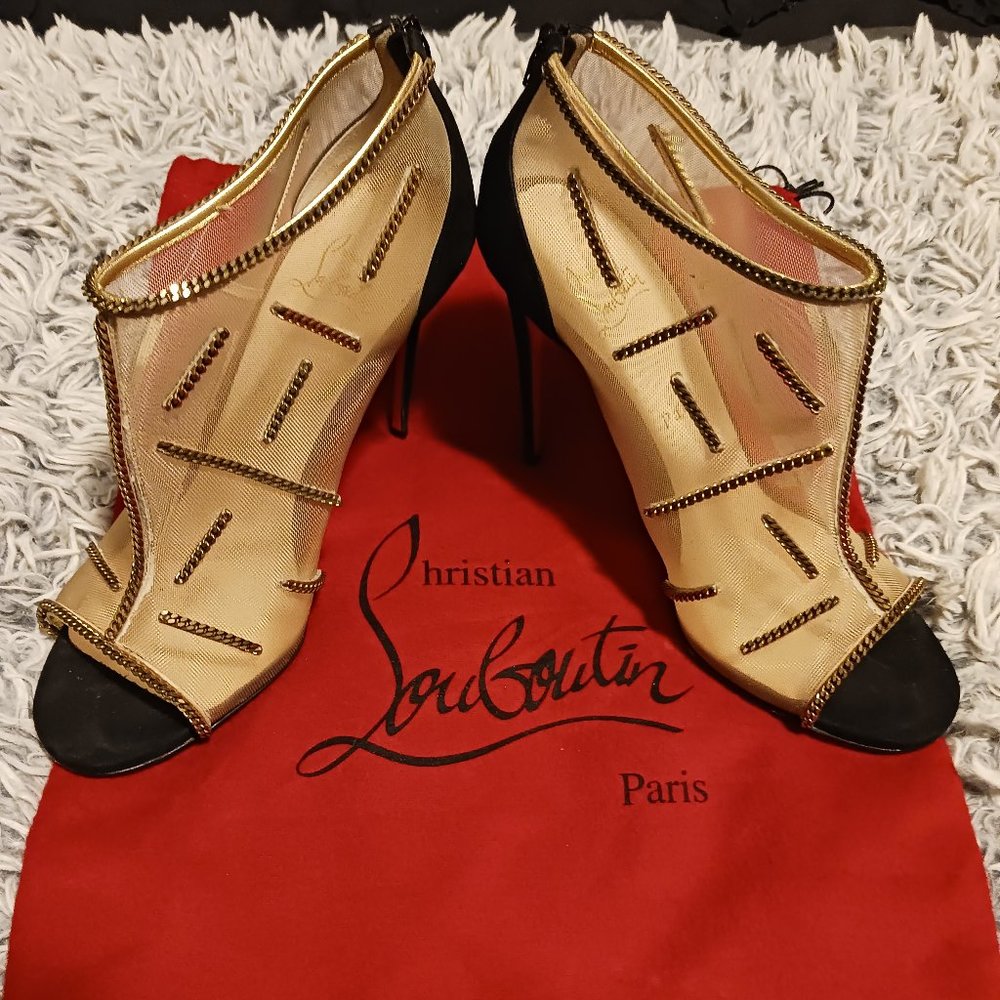 AUTHENTIC CHRISTIAN LOUBOUTIN "RED BOTTOM" MESH CAGE HEELS DESIGNER SIZE 9M